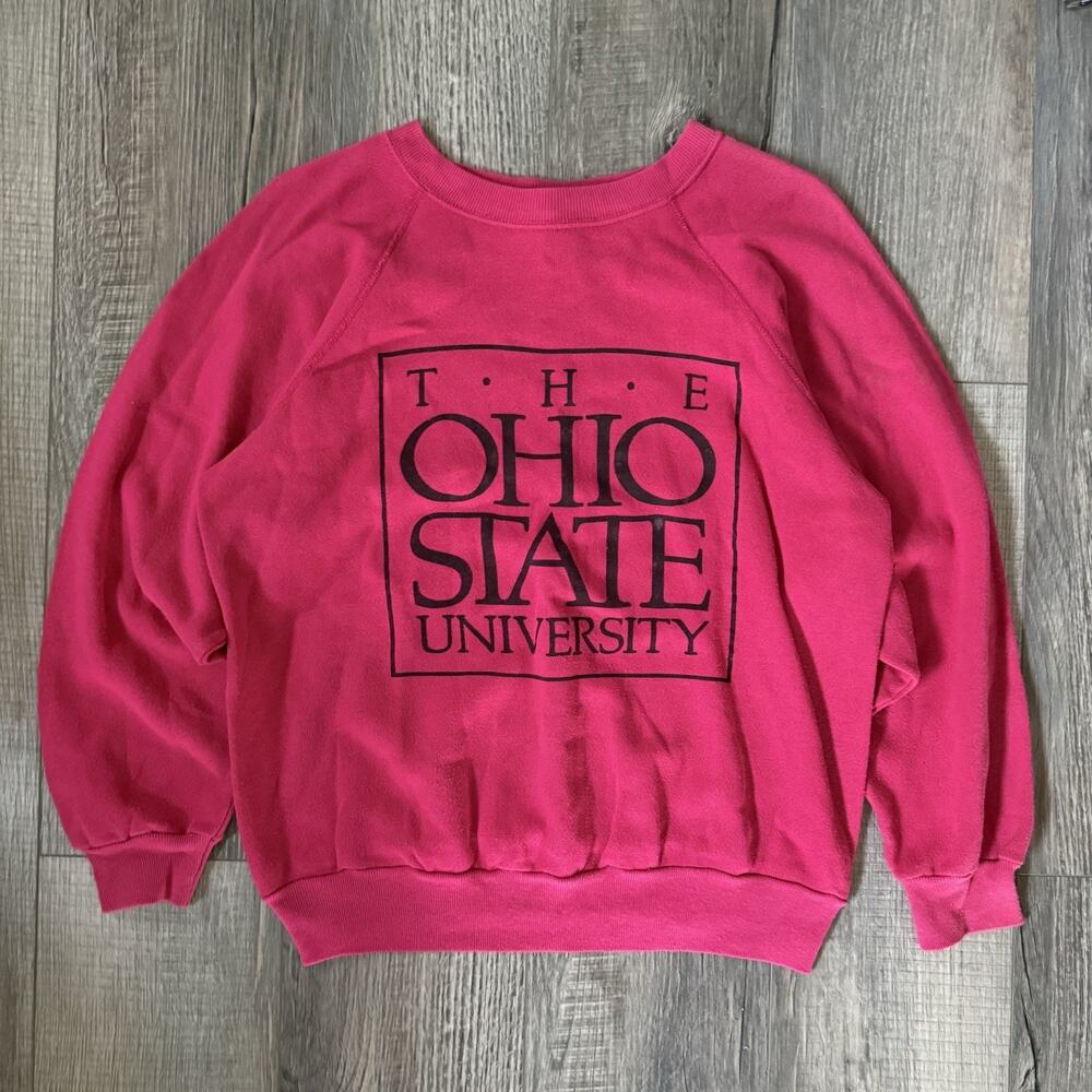 VTG 90s Ohio State University Sweatshirt Small Pink Buckeyes Crew Neck USA